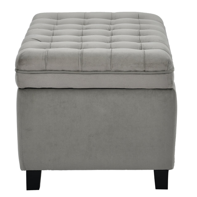 U-stye Upholstered Flip Top Storage Bench with Button Tufted Top