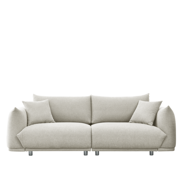 90.5'' Modern Couch for Living Room Sofa,Solid Wood Frame and Stable Metal Legs, 2 Pillows, Sofa Furniture for Apartment