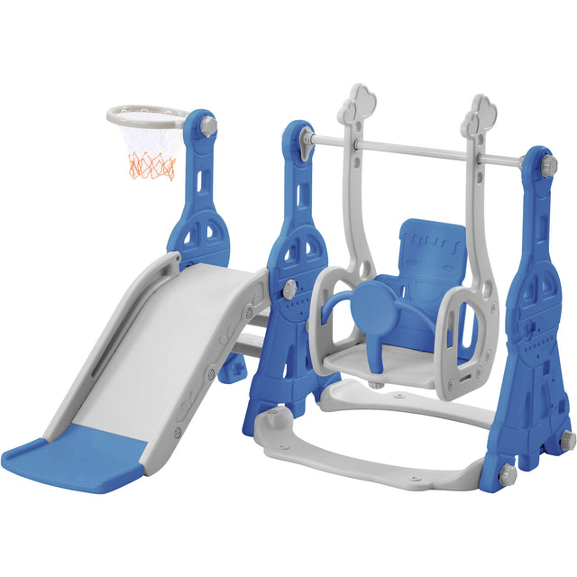 Toddler Slide and Swing Set 3 in 1, Kids Playground Climber Swing Playset with Basketball Hoops Freestanding Combination Indoor & Outdoor