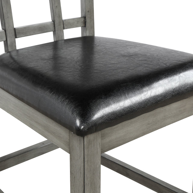 TOPMAX Brand 5 Piece Vintage Rectangular Counter Height Bar Table with 4 chairs, Wood Dining Table and Chair Set for Dining Room, Pub and Bistro, Antique Graywash