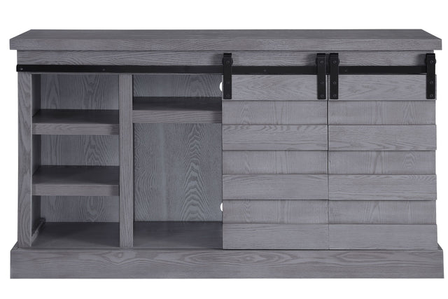 ACME Amrita TV Stand w/Fireplace, Gray Oak 91616