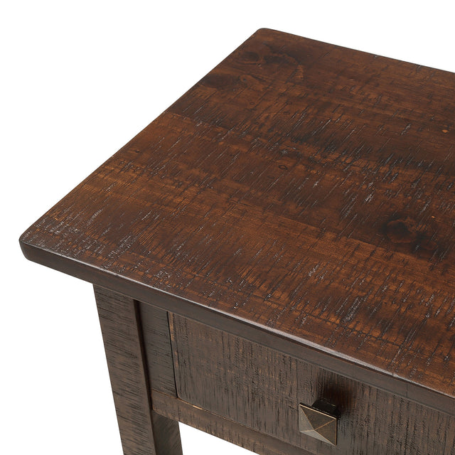 TREXM Rustic Brushed Texture Entryway Table Console Table with Drawer and Bottom Shelf for Living Room(Espresso)