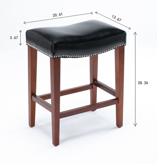 Dark Brown Leather Barstool 2 pcs Set
