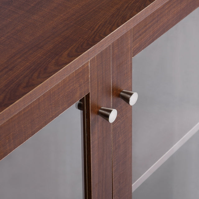 48.8" Sideboard with 2 Glass Door Cabinet 3 Drawer , brown