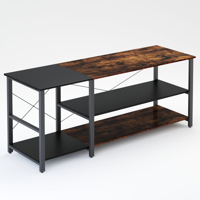 Black linen + retro double color matching TV cabinet