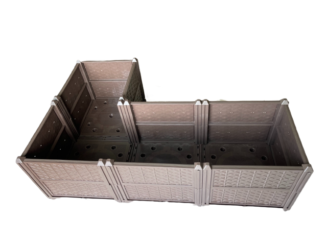 Rectangular Raised Garden Bed Kit Indoor Outdoor Plastic Planter Grow Box for Fresh Vegetables, Herbs, Flowers & Succulents, Brown, 61.41'' x 15.35'' x 14.17''