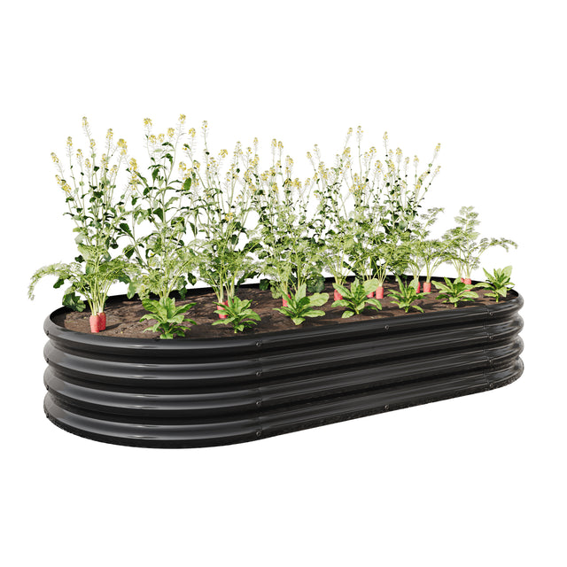 Raised Garden Bed Outdoor, Oval Large Metal Raised Planter Bed for for Plants, Vegetables, and Flowers - Black