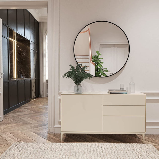 Black 32 IN Metal Round mirror
