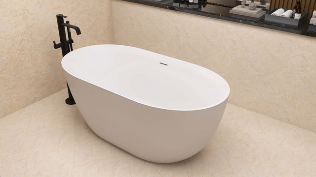 67" Acrylic Free Standing Tub - Classic Oval Shape Soaking Tub, Adjustable Freestanding Bathtub with Integrated Slotted Overflow and Chrome Pop-up Drain Anti-clogging Gloss White