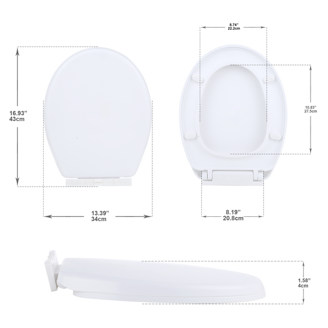 Miibox Removable Round Bowl Matte White Toilet Seat, with Nonslip Grip-Tight Never Loosen Bumpers Prevent Shifting, No Slamming Slow and Quiet-Close Seat, Quick Release for Easy Cleaning