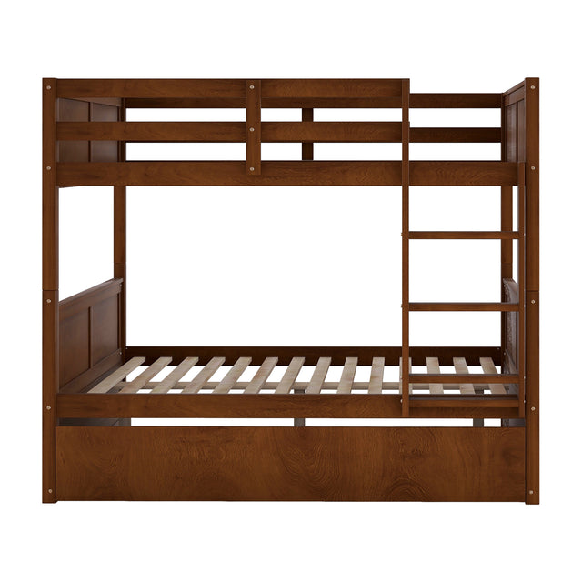 Full Over Full Bunk Bed with Twin Size Trundle, Walnut ( old sku: LP000250AAL)