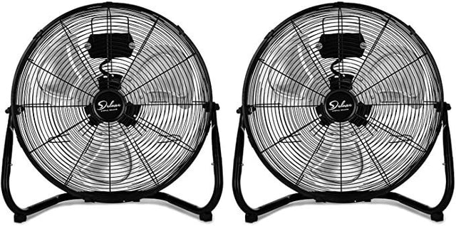 Simple Deluxe 12 Inch 3-Speed High Velocity Heavy Duty Metal Industrial Floor Fans Quiet for Home, Commercial, Residential, and Greenhouse Use, Outdoor/Indoor, Black,2-pack