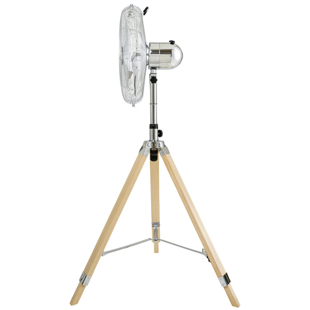 Simple Deluxe Retro Tripod Fan, Home Air Circulation Nostalgic Vertical Fan, 3 Speeds, Adjustable Height, Silver-16 Inch, 16 Inch