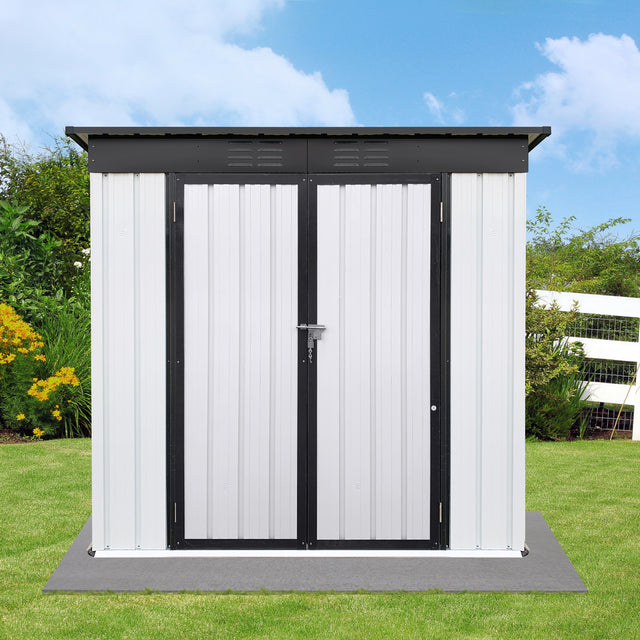 Outdoor storage sheds 4FTx6FT Pent roof White+Black