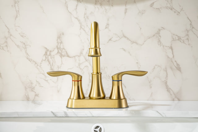 2-Handle Lavatory Faucet Brushed Nickel Bathroom Sink Faucet with Metal Pop-up Drain and Faucet Supply Lines