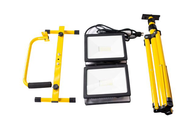 10,000 Lumen LED Work Light , Dual head,Telescoping Adjustable Tripod Stand, Rotating Lamps