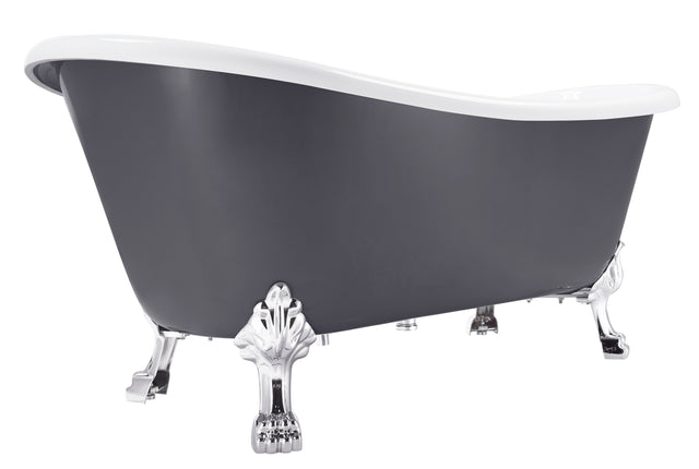 67" 100% Acrylic Freestanding Bathtub,Contemporary Soaking Tub,white inside and gray outside