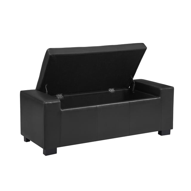Faux Leather Upholstery Storage Ottoman Bench Black
