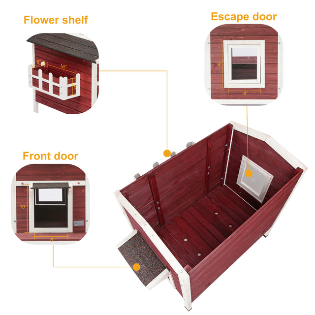 Feral Cat House, Larger Design for 3 Adult Outdoor Cats Weatherproof