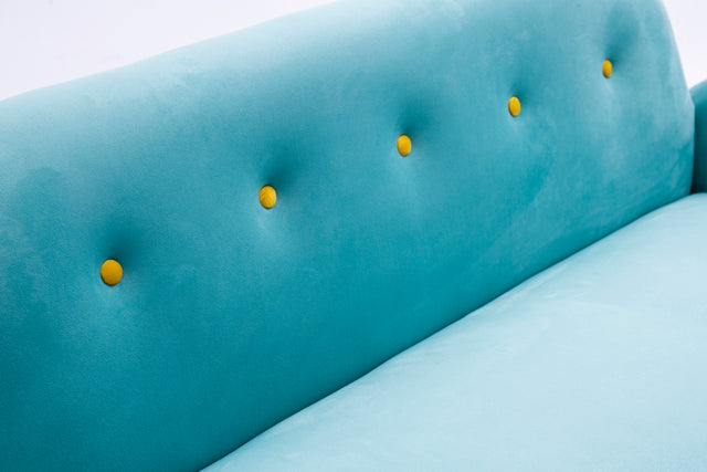 2156 sofa includes 2 pillows 58" blue velvet sofa for small spaces