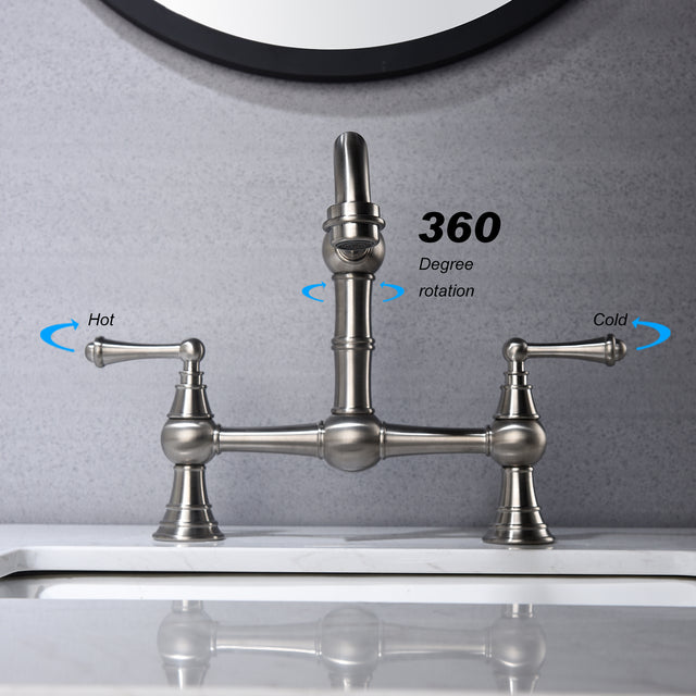 Double Handle Widespread Kitchen Faucet with Traditional Handles
