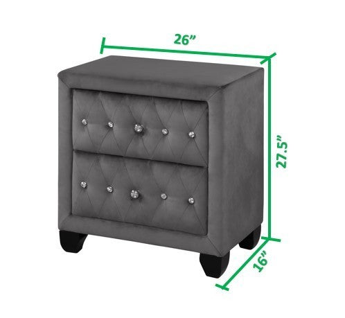 Sophia Queen 6 Pc Vanity Upholstery Bedroom Set Made With Wood in Gray
