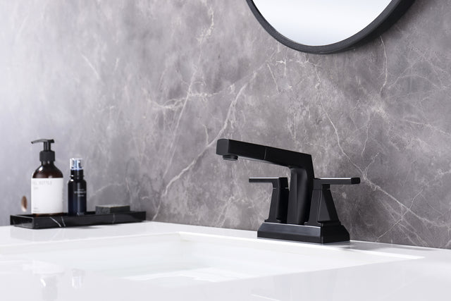2 Handle Centerset Bathroom Sink Faucet 3 Hole with Pull Out Sprayer, 4 Inch Lavatory Faucet, Modern Vanity Faucet, Mixer Tap for Hot and Cold Water