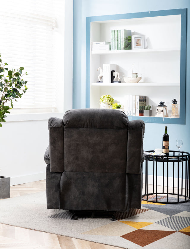 Massage Rocker Recliner with Heat and Vibration, Manual Rocking Recliner Chair with Vibrating Massage, Comfy Padded Overstuffed Recliner Soft Fabric Heated Recliner (Grey)