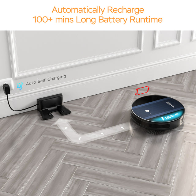 Geek Smart Robot Vacuum Cleaner G6, Ultra-Thin, 1800Pa Strong Suction, Automatic Self-Charging, Wi-Fi Connectivity, App Control, Custom Cleaning, 100mins Run Time(Banned from selling on Amazon)