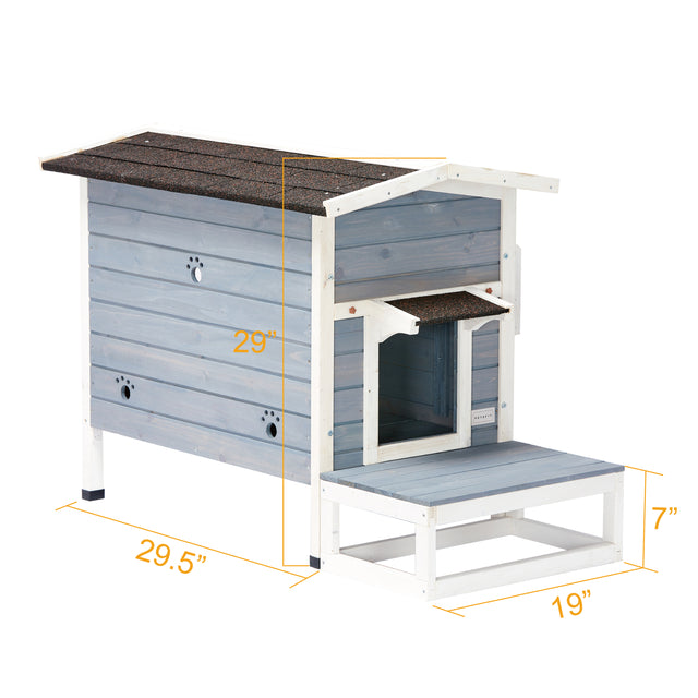 Feral Cat House, Larger Design for 3 Adult Outdoor Cats Weatherproof