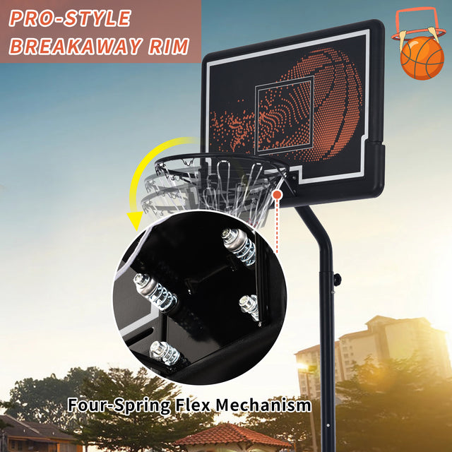 Portable Basketball Hoop & Goal, Outdoor Basketball System with 8.5-10ft Height Adjustment in 35'' Backboard for Youth