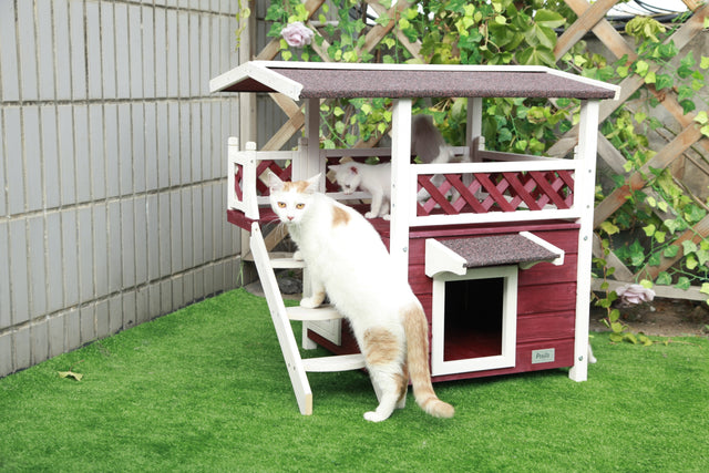 Cat House for Outdoor Cats Weatherproof with Escape Door