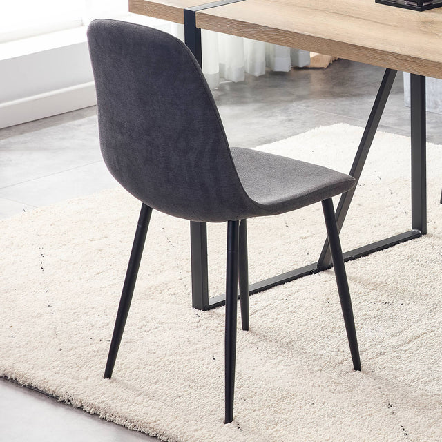 Dining Chairs Set of 4, Modern Mid-Century Style Dining Kitchen Room Upholstered Side Chairs, Accent Chairs with Soft Linen Fabric Cover Cushion Seat and Black Metal Legs,For Kitchen Lounge Farmhouse