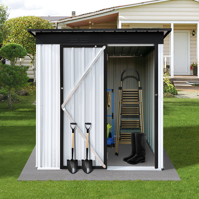 Metal garden sheds 5ftx3ft outdoor storage sheds White+Black