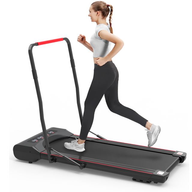 Under Desk Walking Pad Treadmill Foldable with Handlebar Remote Controll