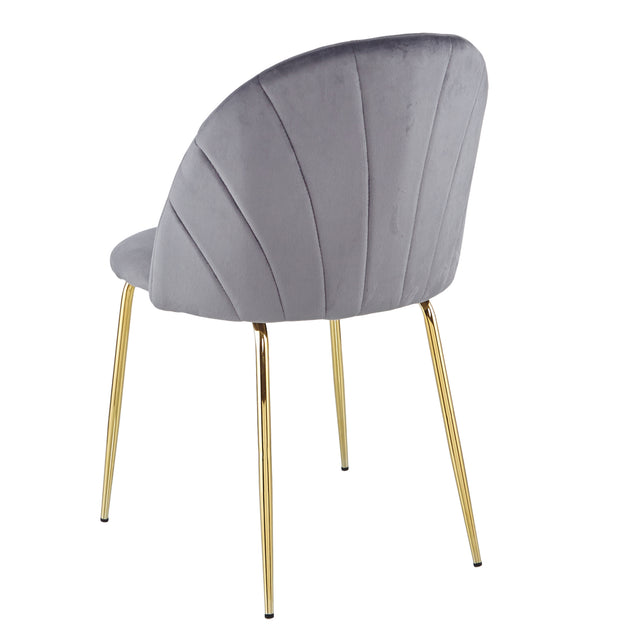 Modern Grey dining chair(set of 2 ) with iron tube golden legs, velvet cushions and comfortable backrest,(N.W 10.582 Ibs / 1piece ) suitable for dining room, living room, cafe, simple structure.