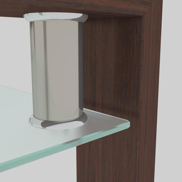 Rectangle Walnut Glass Coffee Table, Clear Coffee Table,Modern Side Center Tables for Living Room, Living Room Furniture