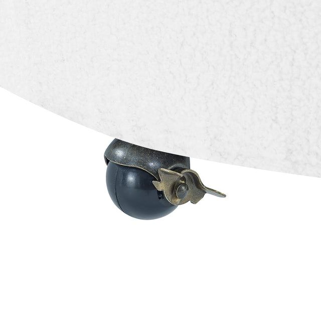 Teddy Fabric Swivel Accent Backchair Upholstered Luxury Lounge Chair for Living Room Bedroom, with Movable Wheels, Including 3 Pillows,White