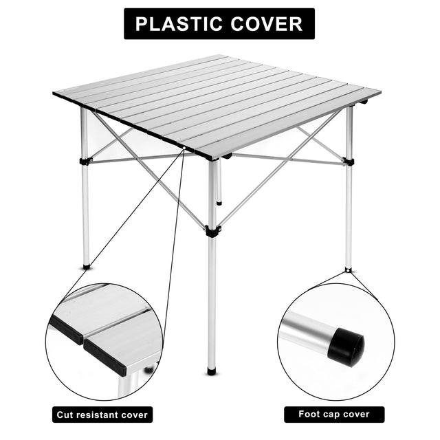 YSSOA Lightweight Folding Camping Table with Carry Bag︱Ultra-Compact Aluminum Table for Picnic, Beach, Traveling, Backyards, BBQ (Color: White)