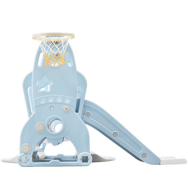 Toddler Slide and Swing Set 3 in 1, Kids Playground Climber Swing Playset with Basketball Hoops Freestanding Combination Indoor & Outdoor