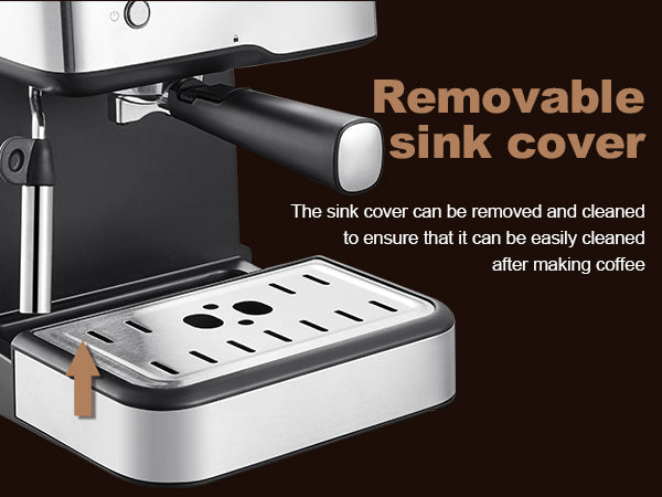 Geek Chef Espresso Machine,Espresso and Cappuccino latte Maker 20 Bar Pump Coffee Machine Compatible with pressure gauge&Milk Frother Steam Wand,stainless steel,1.5L Water ,Complimentary ESE FilterTan