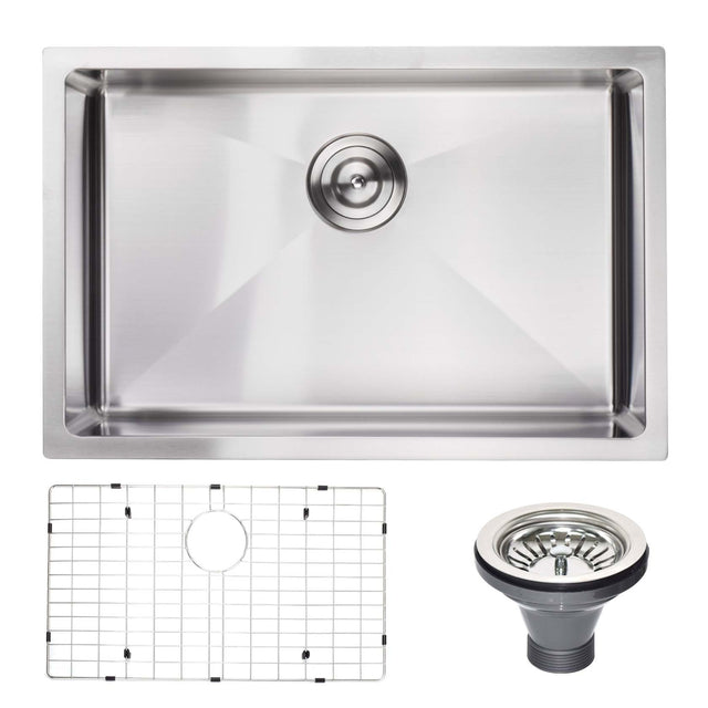 27" L X 18" W Undermount Kitchen Sink With Sink Grid