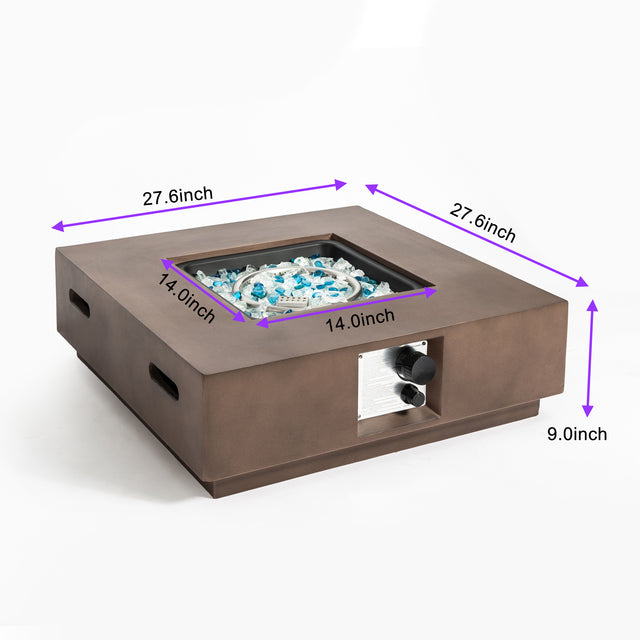 Outdoor Concrete Fire Pit Table with Propane Tank Cover-Brown