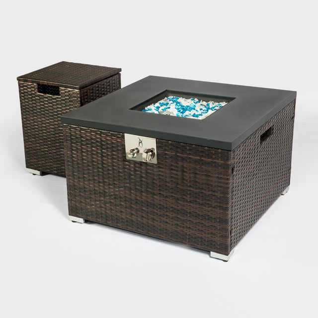 Outdoor Gas Fire Pit Square Fire Pit Table with Propane Tank Cover