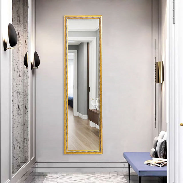Full Length Mirror Door Mirror Full Body Dressing Mirror Wall Mounted Hanging for Dorm Home, 50"x 14", Gold