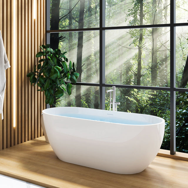 59" 100% Acrylic Freestanding Bathtub,Contemporary Soaking Tub,white Bathtub