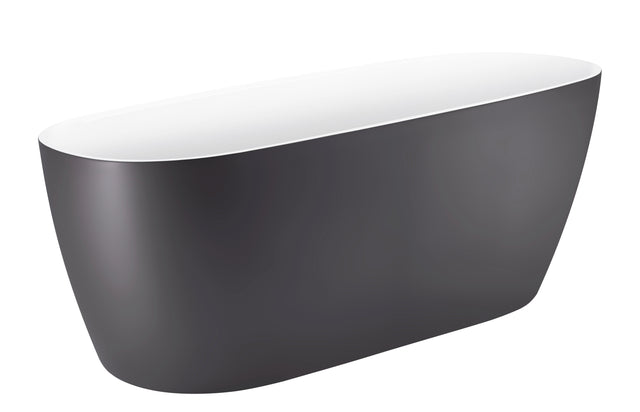 59" 100% Acrylic Freestanding Bathtub,Contemporary Soaking Tub,white inside and gray outside