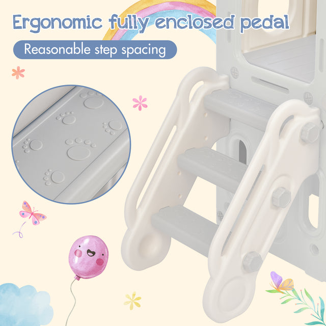 Toddler Slide and Swing Set 5 in 1, Kids Playground Climber Slide Playset with Basketball Hoop Freestanding Combination for Babies Indoor & Outdoor