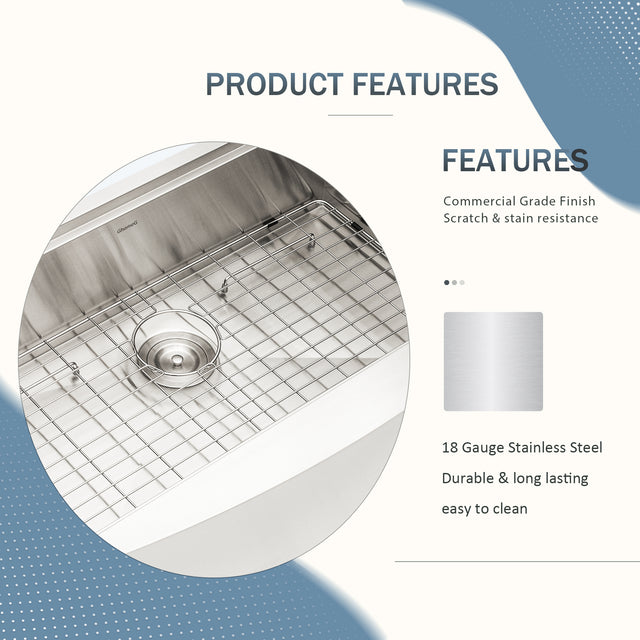 30 Inch Farmhouse Sink Apron Front Ledge Workstation Kitchen Sink Deep Single Bowl 18 Gauge Stainless Steel Farm Sink with Strainer