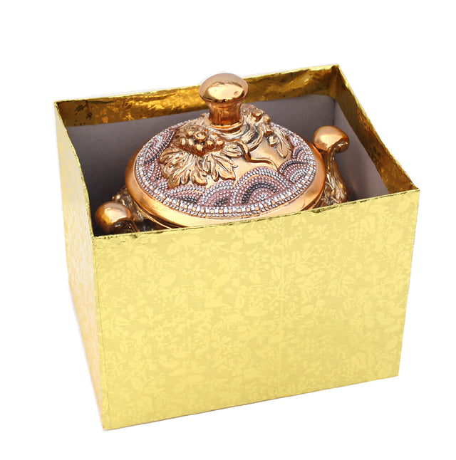 Ambrose Chrome Plated Crystal Embellished Lidded Ceramic Bowl (9 In. x 7 In. x 9.5 In.)